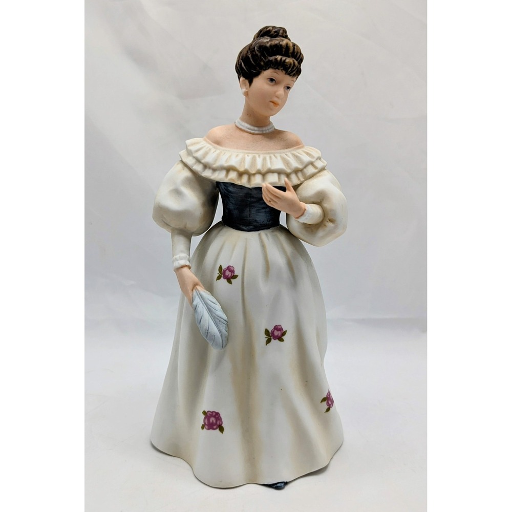 Vintage Homco 1463 Victorian Lady With Feather Figurine 8"